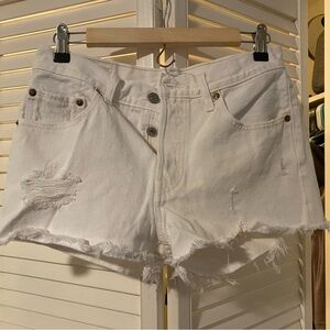 Levi 501 White Denim Shorts